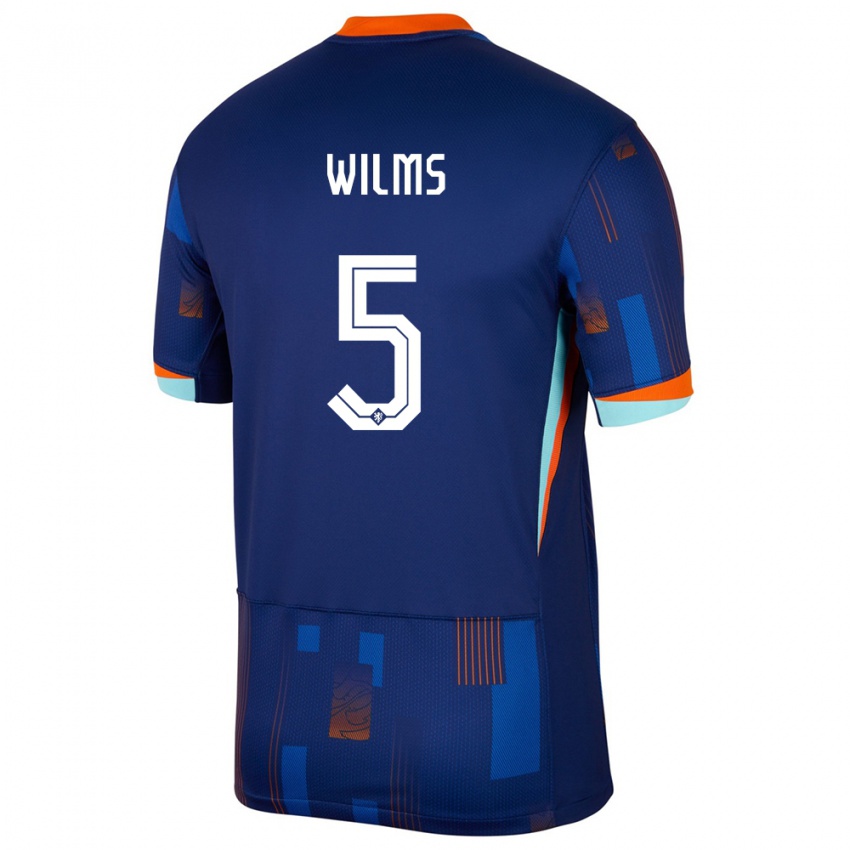 Kinderen Nederland Lynn Wilms #5 Blauw Uitshirt Uittenue 24-26 T-Shirt