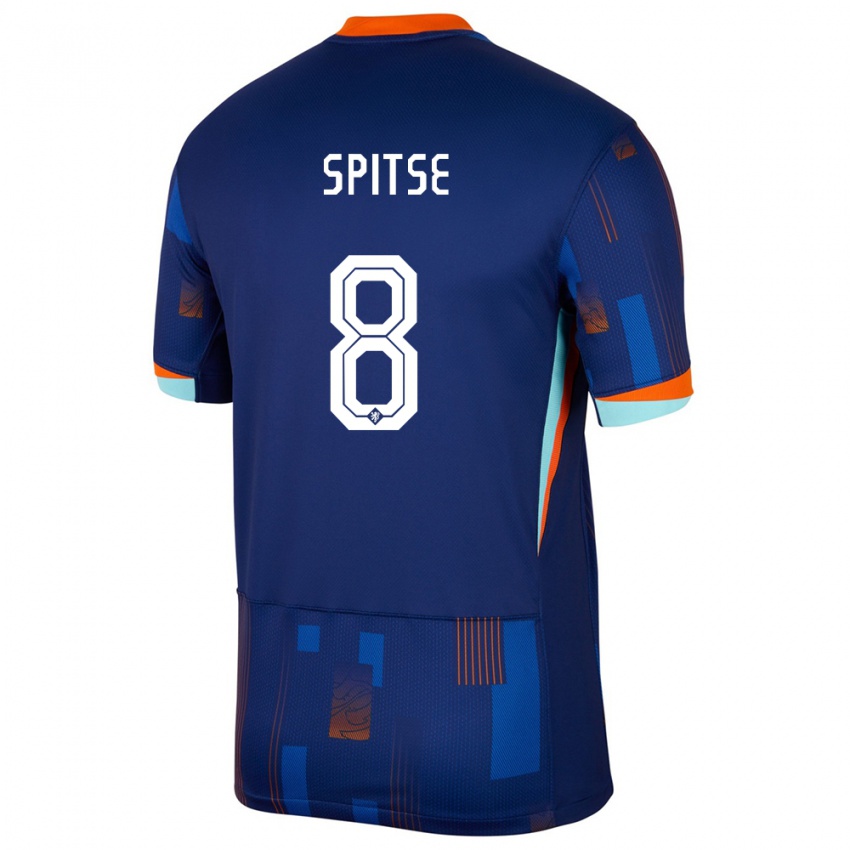 Kinderen Nederland Sherida Spitse #8 Blauw Uitshirt Uittenue 24-26 T-Shirt