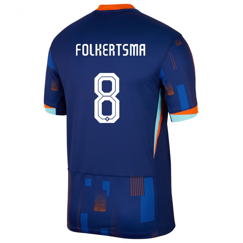 Kinderen Nederland Sisca Folkertsma #8 Blauw Uitshirt Uittenue 24-26 T-Shirt