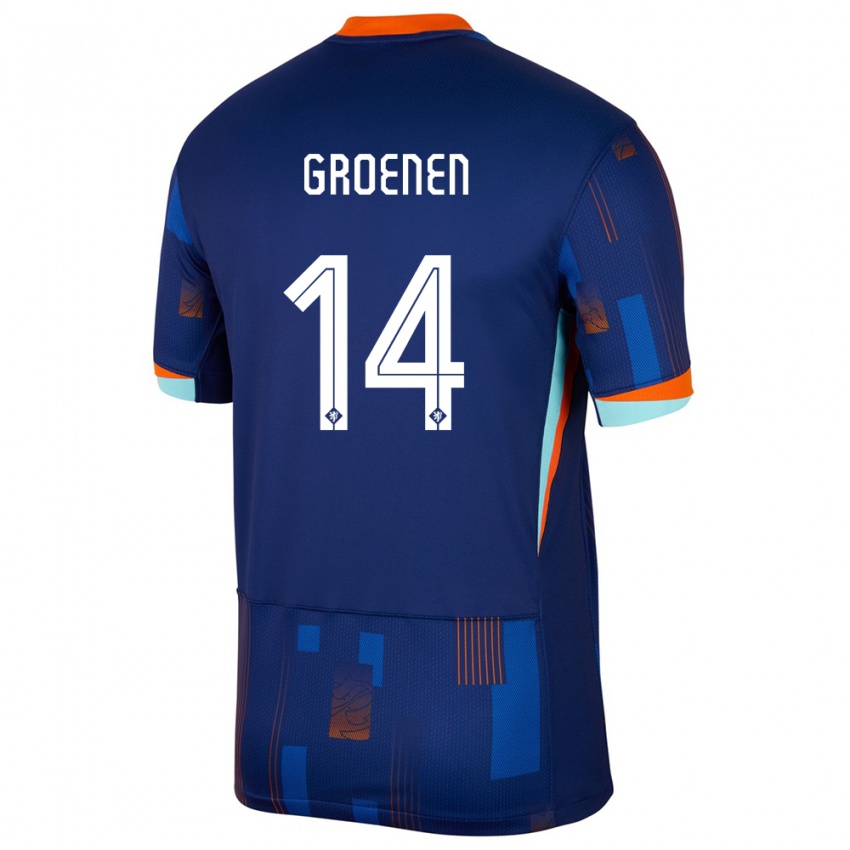 Kinderen Nederland Jackie Groenen #14 Blauw Uitshirt Uittenue 24-26 T-Shirt