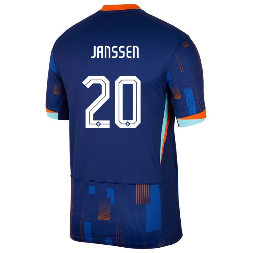 Kinderen Nederland Dominique Janssen #20 Blauw Uitshirt Uittenue 24-26 T-Shirt