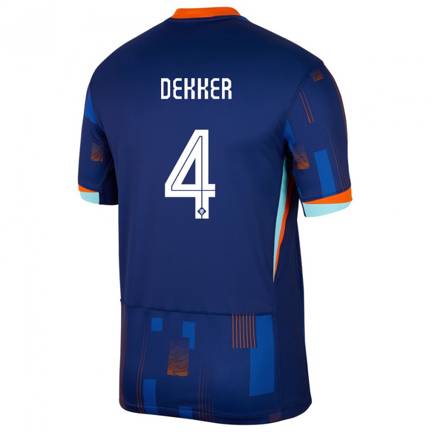 Kinderen Nederland Maxim Dekker #4 Blauw Uitshirt Uittenue 24-26 T-Shirt