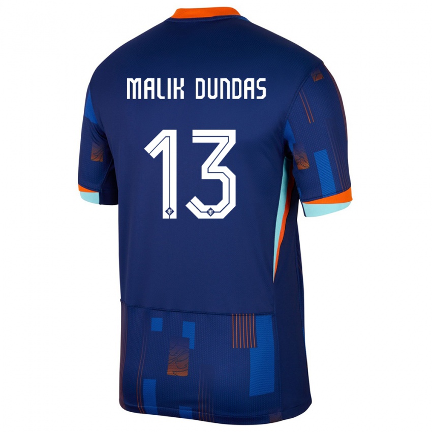 Kinderen Nederland Noa Malik Dundas #13 Blauw Uitshirt Uittenue 24-26 T-Shirt