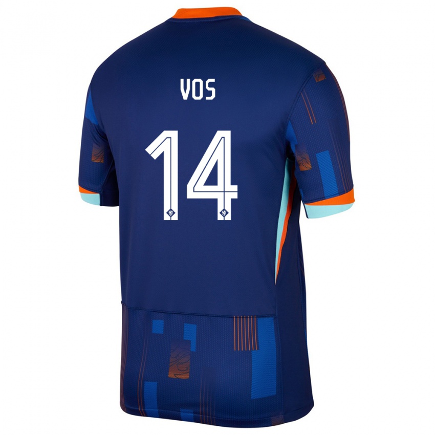 Kinderen Nederland Silvano Vos #14 Blauw Uitshirt Uittenue 24-26 T-Shirt