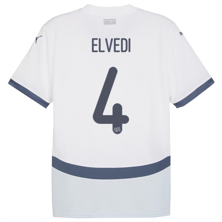 Kinderen Zwitserland Nico Elvedi #4 Wit Uitshirt Uittenue 24-26 T-Shirt