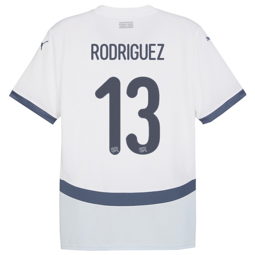 Kinderen Zwitserland Ricardo Rodriguez #13 Wit Uitshirt Uittenue 24-26 T-Shirt