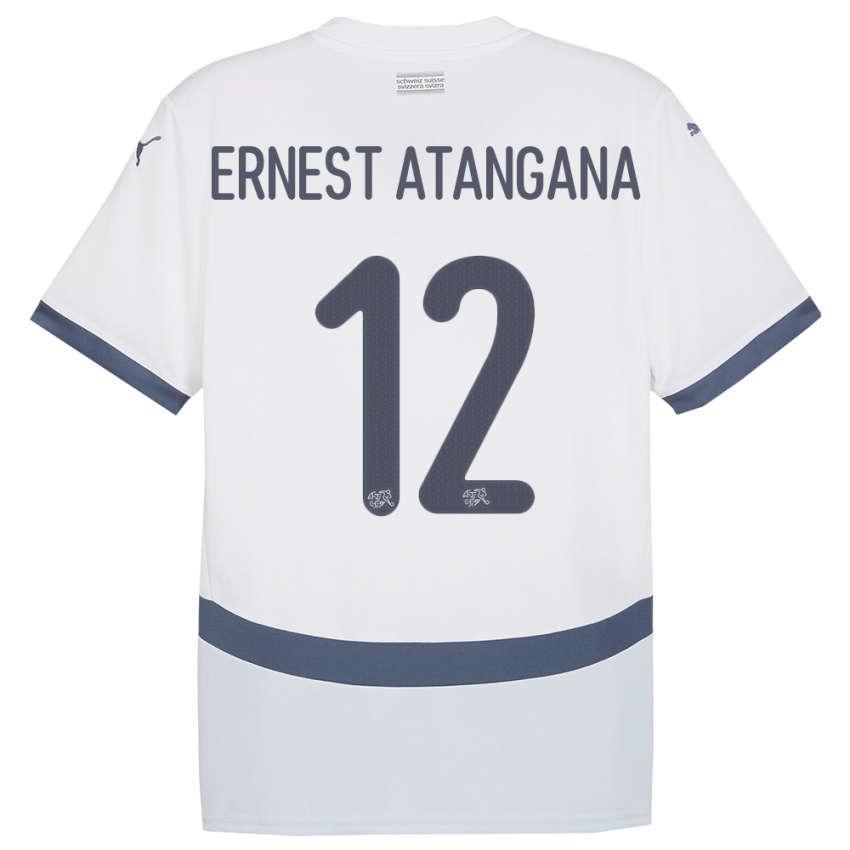 Kinderen Zwitserland Brian Ernest Atangana #12 Wit Uitshirt Uittenue 24-26 T-Shirt