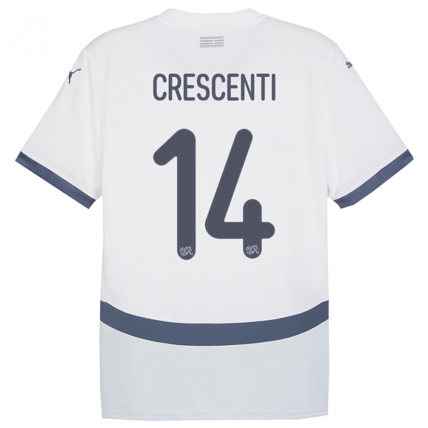 Kinderen Zwitserland Federico Crescenti #14 Wit Uitshirt Uittenue 24-26 T-Shirt