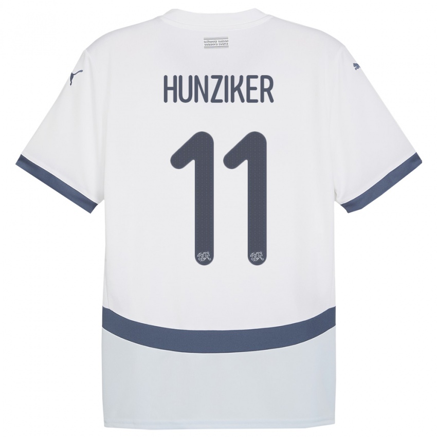 Kinderen Zwitserland Andrin Hunziker #11 Wit Uitshirt Uittenue 24-26 T-Shirt