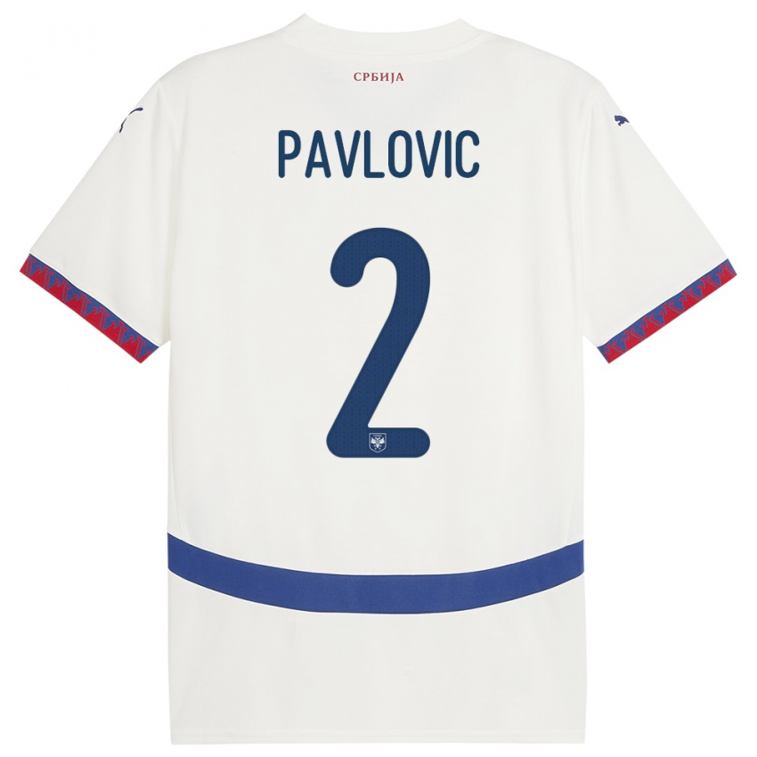 Kinderen Servië Strahinja Pavlovic #2 Wit Uitshirt Uittenue 24-26 T-Shirt