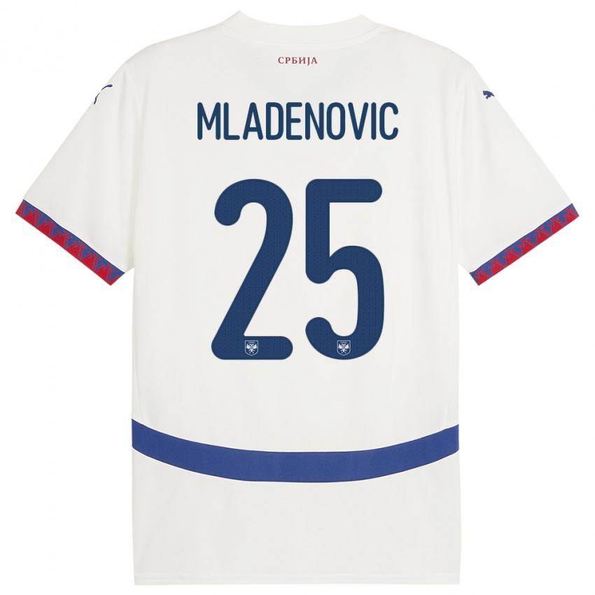 Kinderen Servië Filip Mladenovic #25 Wit Uitshirt Uittenue 24-26 T-Shirt