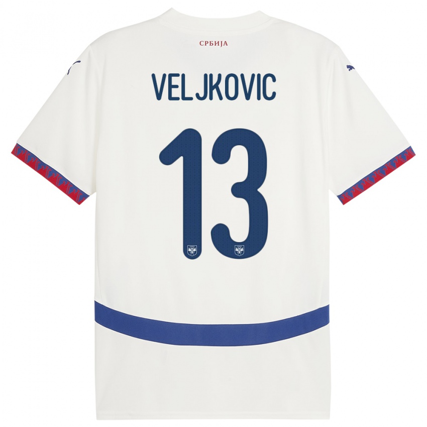 Kinderen Servië Milos Veljkovic #13 Wit Uitshirt Uittenue 24-26 T-Shirt