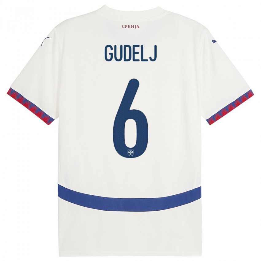 Kinderen Servië Nemanja Gudelj #6 Wit Uitshirt Uittenue 24-26 T-Shirt