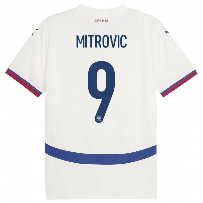 Kinderen Servië Aleksandar Mitrovic #9 Wit Uitshirt Uittenue 24-26 T-Shirt