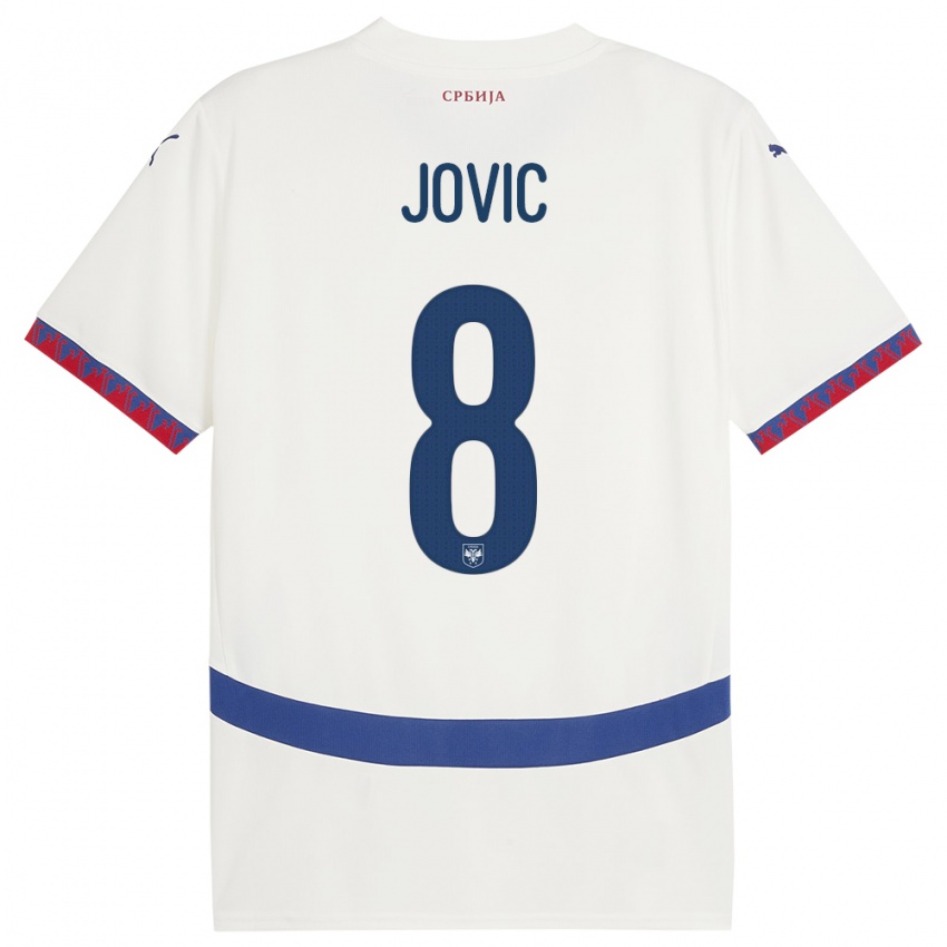Kinderen Servië Luka Jovic #8 Wit Uitshirt Uittenue 24-26 T-Shirt