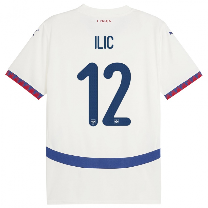 Kinderen Servië Marko Ilic #12 Wit Uitshirt Uittenue 24-26 T-Shirt