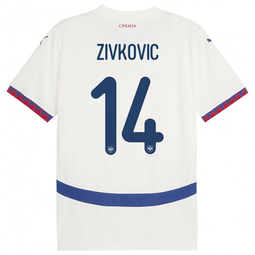 Kinderen Servië Andrija Zivkovic #14 Wit Uitshirt Uittenue 24-26 T-Shirt