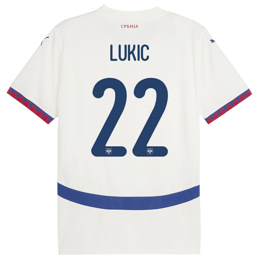 Kinderen Servië Sasa Lukic #22 Wit Uitshirt Uittenue 24-26 T-Shirt