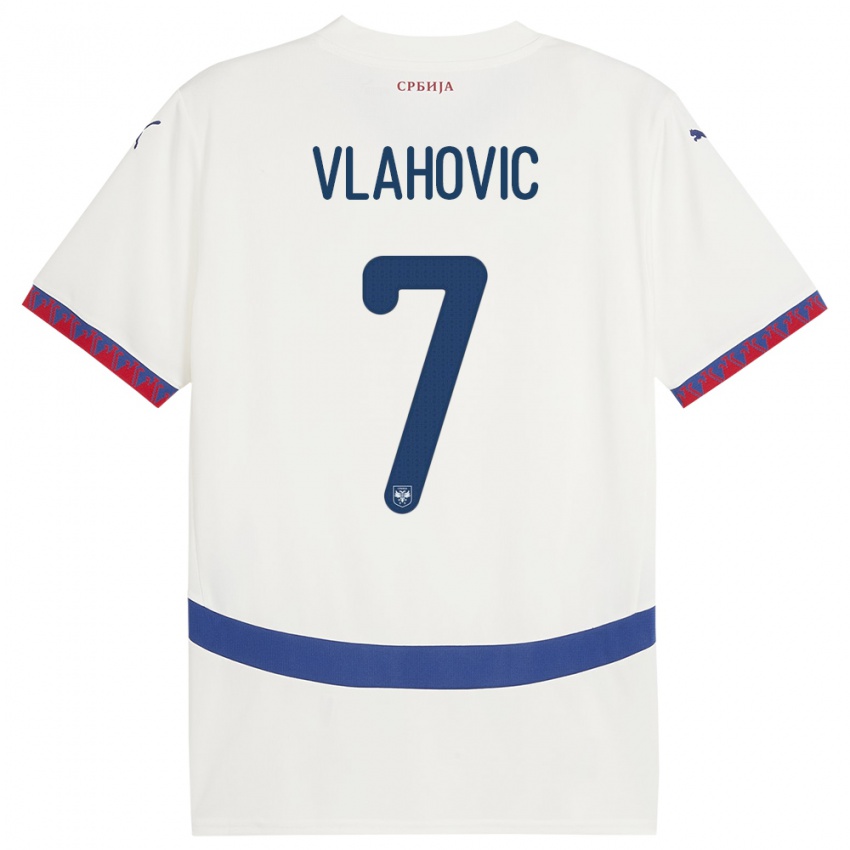 Kinderen Servië Dusan Vlahovic #7 Wit Uitshirt Uittenue 24-26 T-Shirt