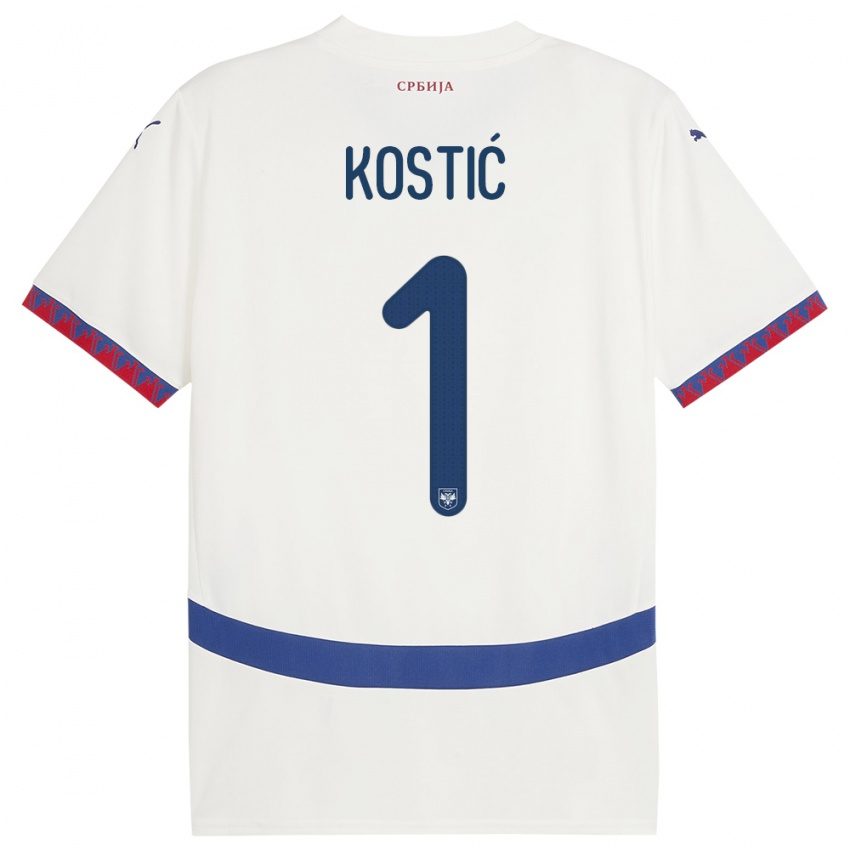 Kinderen Servië Milica Kostic #1 Wit Uitshirt Uittenue 24-26 T-Shirt