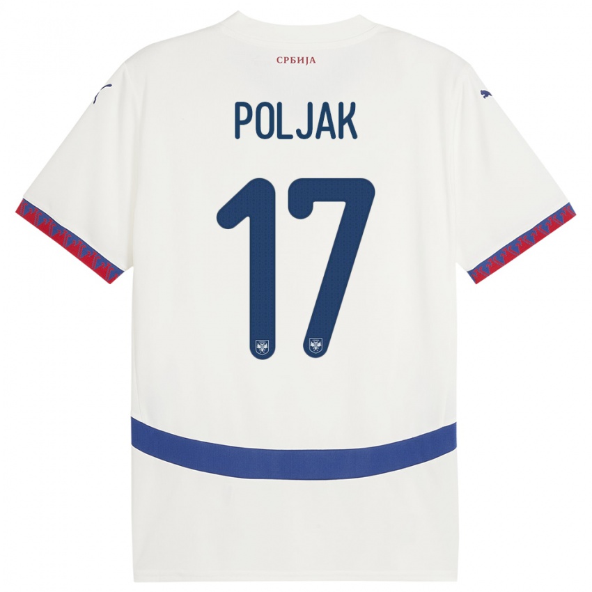 Kinderen Servië Allegra Poljak #17 Wit Uitshirt Uittenue 24-26 T-Shirt