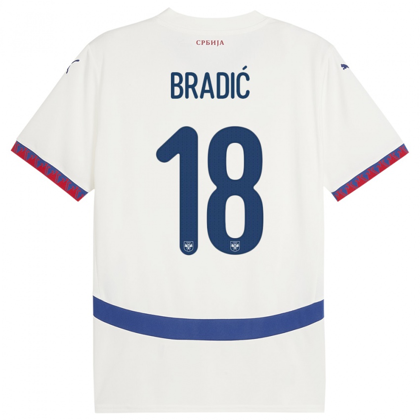 Kinderen Servië Biljana Bradic #18 Wit Uitshirt Uittenue 24-26 T-Shirt