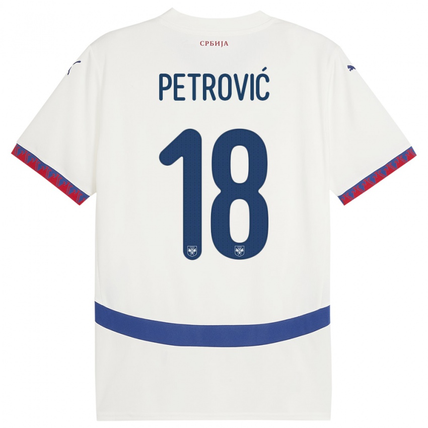 Kinderen Servië Emilija Petrovic #18 Wit Uitshirt Uittenue 24-26 T-Shirt