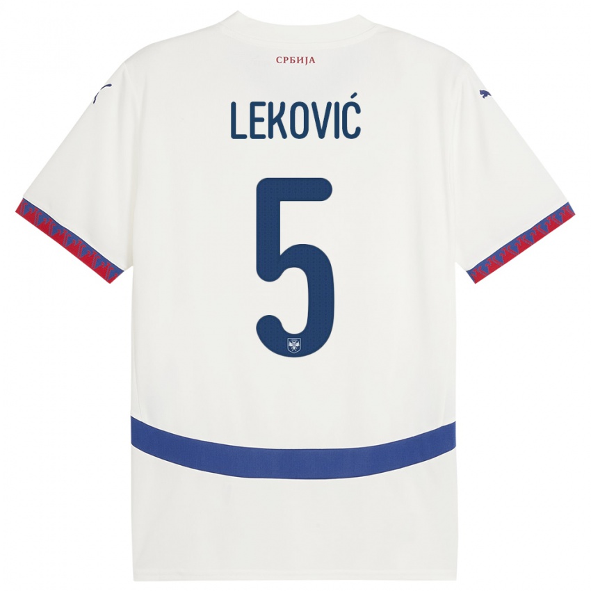 Kinderen Servië Stefan Lekovic #5 Wit Uitshirt Uittenue 24-26 T-Shirt