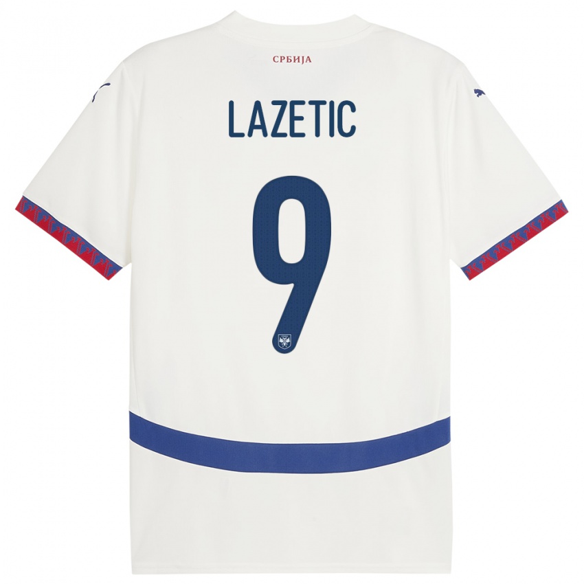 Kinderen Servië Marko Lazetic #9 Wit Uitshirt Uittenue 24-26 T-Shirt