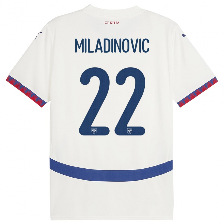 Kinderen Servië Igor Miladinovic #22 Wit Uitshirt Uittenue 24-26 T-Shirt