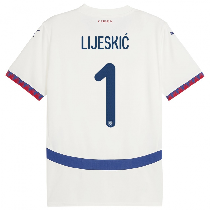 Kinderen Servië Luka Lijeskic #1 Wit Uitshirt Uittenue 24-26 T-Shirt