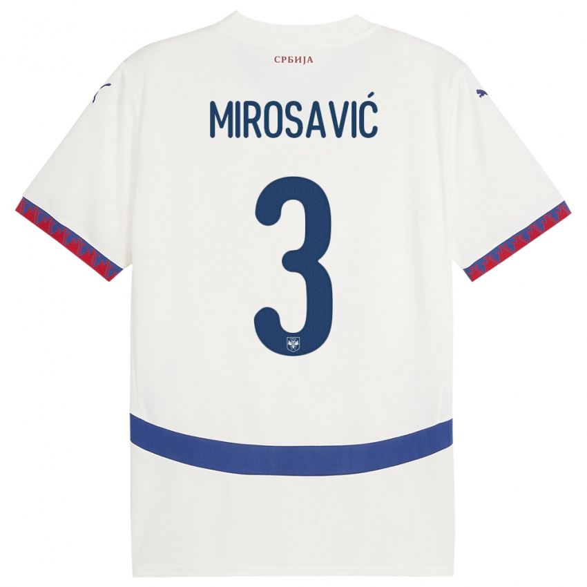 Kinderen Servië Veljko Mirosavic #3 Wit Uitshirt Uittenue 24-26 T-Shirt