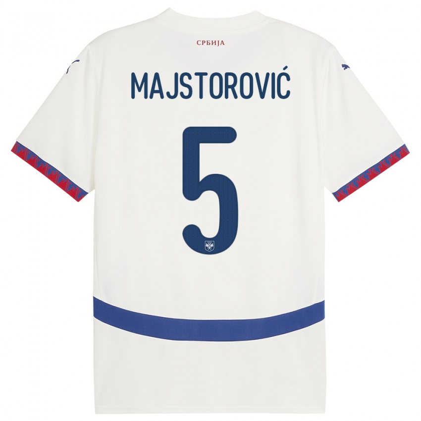 Kinderen Servië Milan Majstorovic #5 Wit Uitshirt Uittenue 24-26 T-Shirt