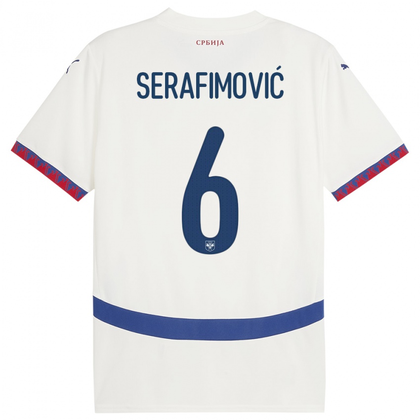 Kinderen Servië Vojin Serafimovic #6 Wit Uitshirt Uittenue 24-26 T-Shirt