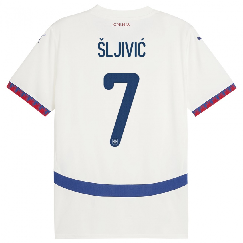 Kinderen Servië Jovan Sljivic #7 Wit Uitshirt Uittenue 24-26 T-Shirt