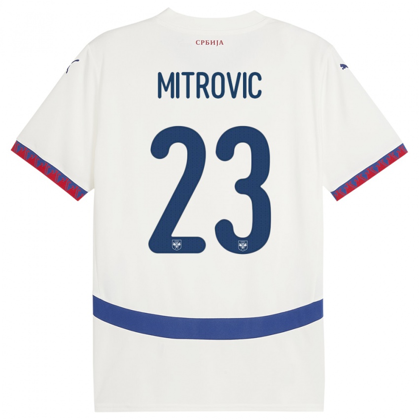 Kinderen Servië Vuk Mitrovic #23 Wit Uitshirt Uittenue 24-26 T-Shirt