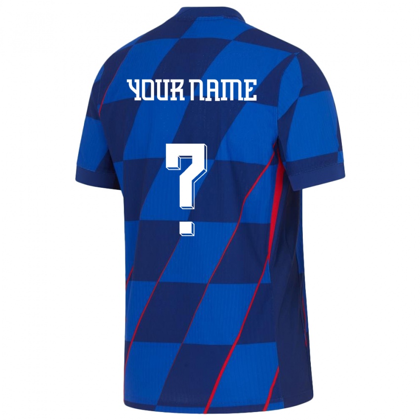 Kinderen Kroatië Uw Naam #0 Blauw Uitshirt Uittenue 24-26 T-Shirt