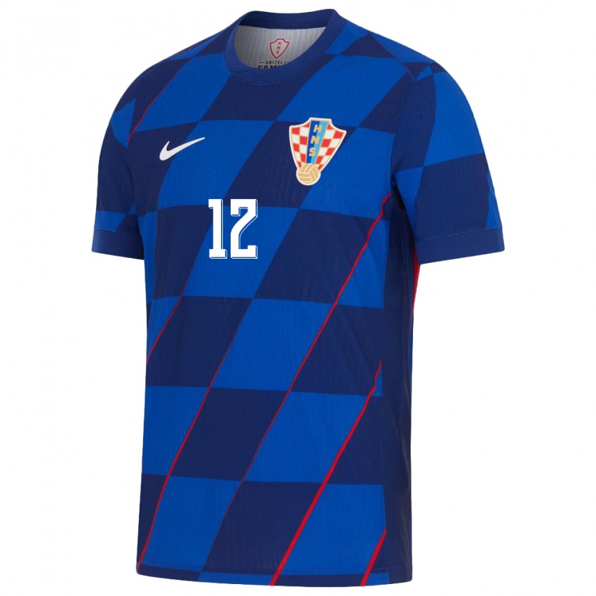 Kinderen Kroatië Lovre Kalinic #12 Blauw Uitshirt Uittenue 24-26 T-Shirt