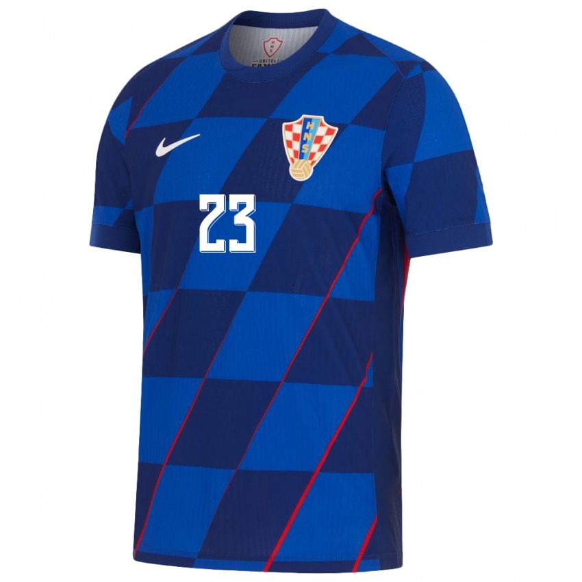 Kinderen Kroatië Nikola Cavlina #23 Blauw Uitshirt Uittenue 24-26 T-Shirt