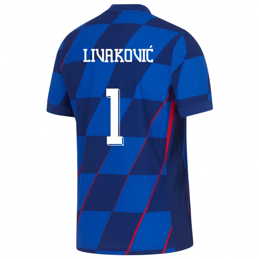 Kinderen Kroatië Dominik Livakovic #1 Blauw Uitshirt Uittenue 24-26 T-Shirt