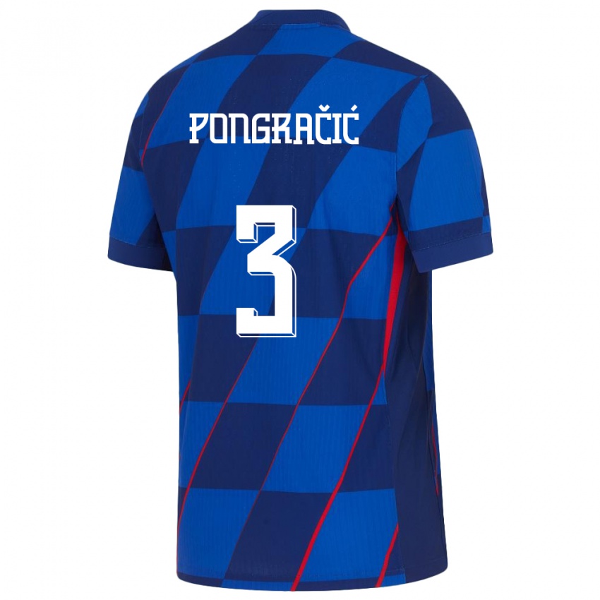 Kinderen Kroatië Marin Pongracic #3 Blauw Uitshirt Uittenue 24-26 T-Shirt
