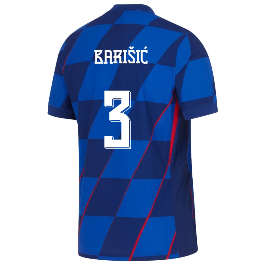 Kinderen Kroatië Borna Barisic #3 Blauw Uitshirt Uittenue 24-26 T-Shirt