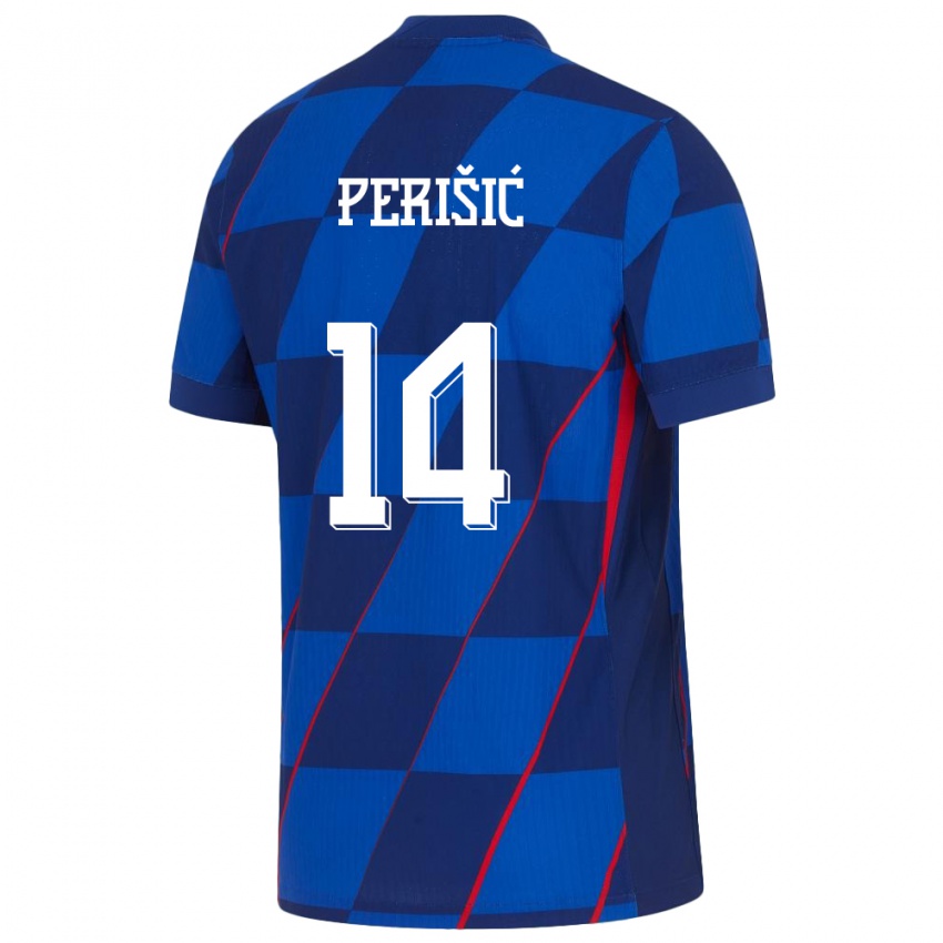 Kinderen Kroatië Ivan Perisic #14 Blauw Uitshirt Uittenue 24-26 T-Shirt