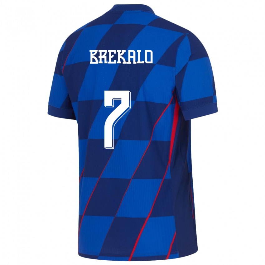 Kinderen Kroatië Josip Brekalo #7 Blauw Uitshirt Uittenue 24-26 T-Shirt