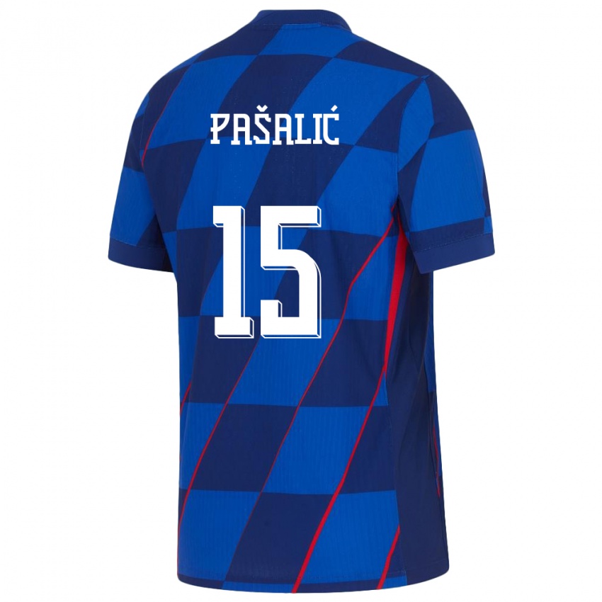 Kinderen Kroatië Mario Pasalic #15 Blauw Uitshirt Uittenue 24-26 T-Shirt