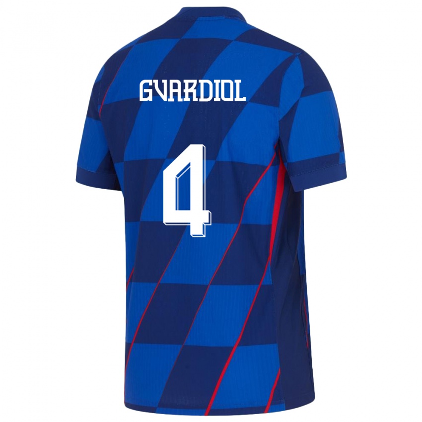 Kinderen Kroatië Josko Gvardiol #4 Blauw Uitshirt Uittenue 24-26 T-Shirt