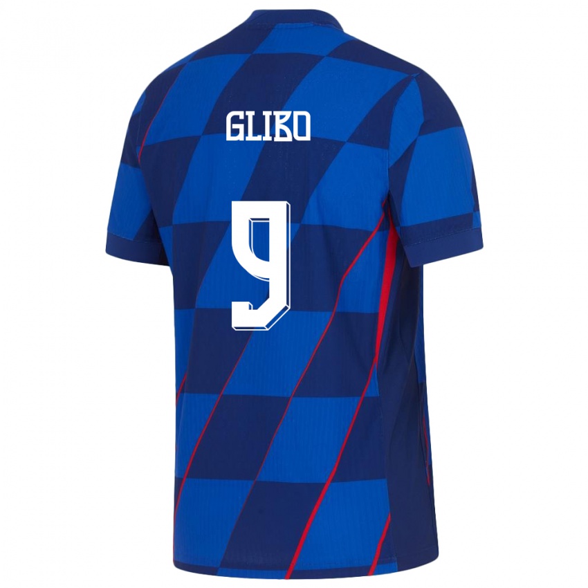 Kinderen Kroatië Andrea Glibo #9 Blauw Uitshirt Uittenue 24-26 T-Shirt