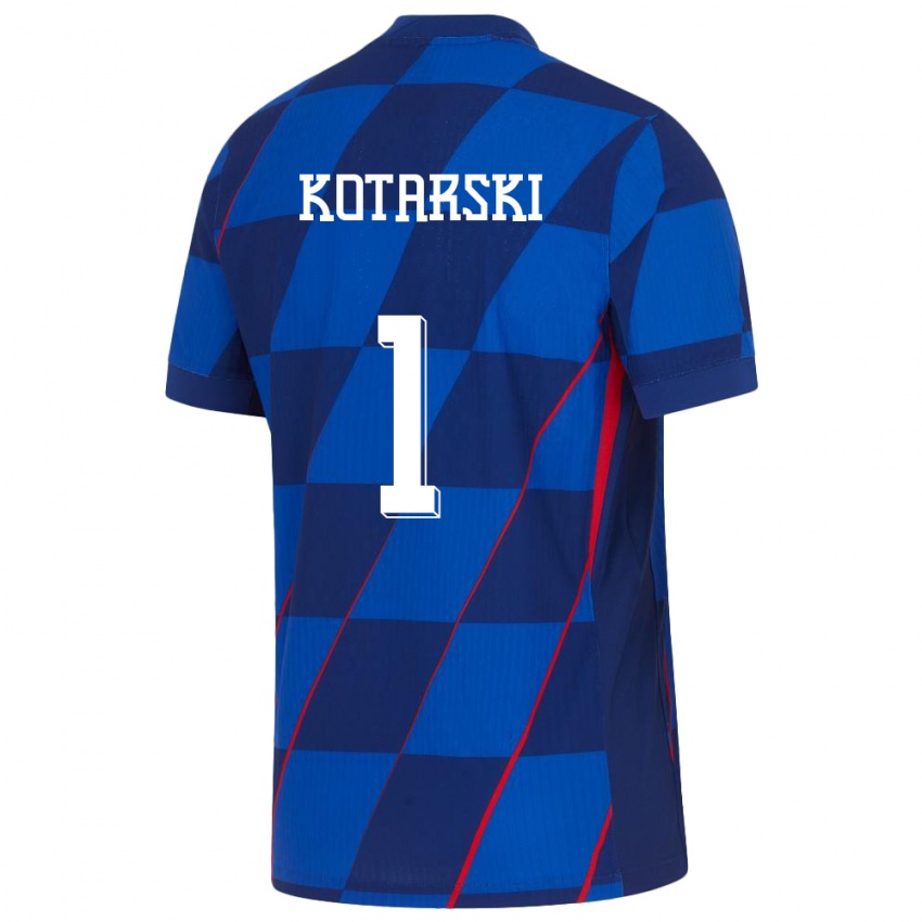 Kinderen Kroatië Dominik Kotarski #1 Blauw Uitshirt Uittenue 24-26 T-Shirt