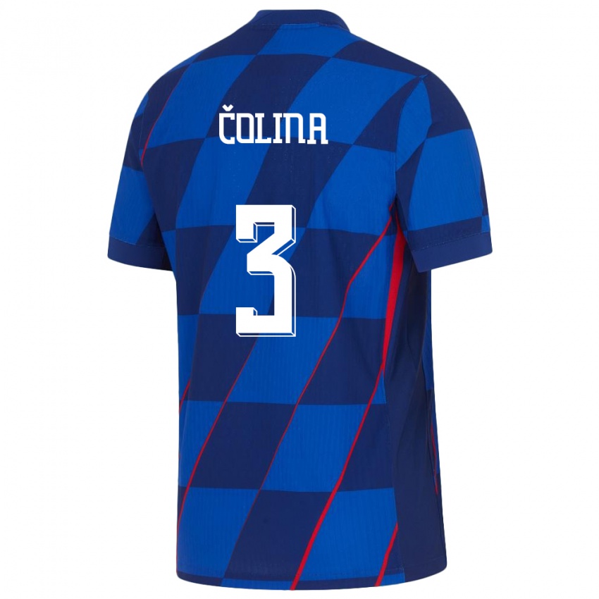 Kinderen Kroatië David Colina #3 Blauw Uitshirt Uittenue 24-26 T-Shirt