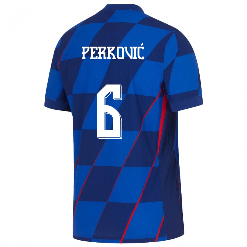 Kinderen Kroatië Mauro Perkovic #6 Blauw Uitshirt Uittenue 24-26 T-Shirt